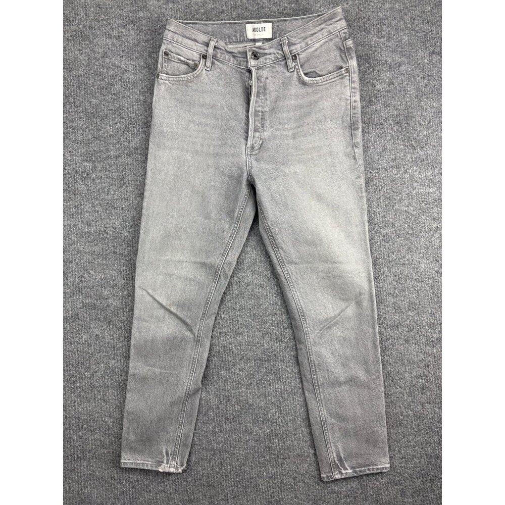 Agolde Nico Jeans Women's 27‎ Gray Denim Button Fly High Rise Tapered Stretch